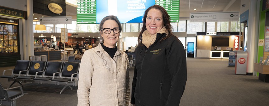 Megan Thomas from Life Unlimited and Sara Irvine in the main terminal at Queenstown Airport v2